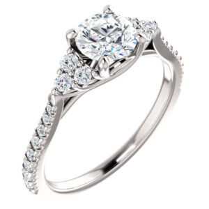 1 Carat French-Cut Trinity Diamond Engagement Ring