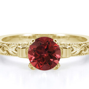 1 Carat Red Lotus Flower Ruby Engagement Ring, 14K Yellow Gold