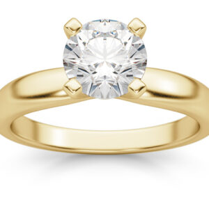 1 Carat Round Diamond Solitaire Ring, 14K Yellow Gold