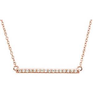 1 Inch 14K Rose Gold Diamond Bar Necklace