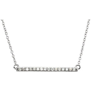 1 Inch 14K White Gold Diamond Bar Necklace