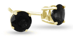 1.00 Carat Round Black Diamond Stud Earrings in 14K Yellow Gold