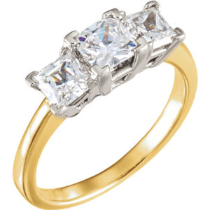 1.16 Carat Two-Tone 3 Stone Princess-Cut Diamond Engagement Ring