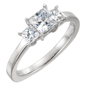 1.25 Carat Three-Stone Princess-Cut Diamond Engagement Ring