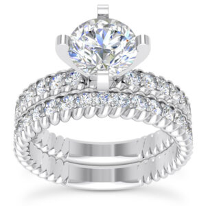 1.41 Carat Diamond Bridal Wedding Ring and Engagement Set