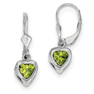 1.60 Carat Lever-Back Peridot Heart Earrings in Sterling Silver