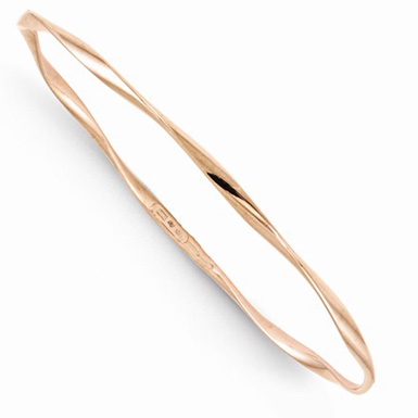 10K Rose Gold Slip-on Twisted Bangle Bracelet