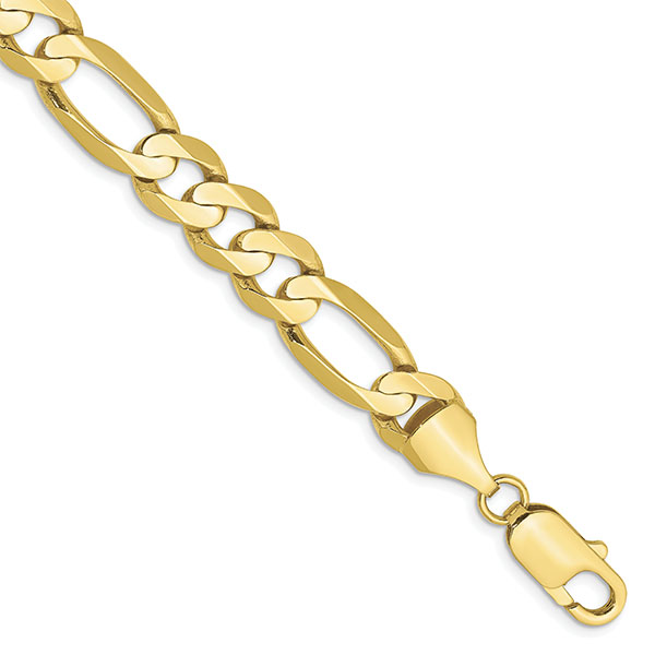 10K Solid Gold 10mm Figaro Link Bracelet