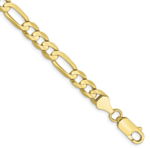 10K Solid Gold 6mm Figaro Bracelet