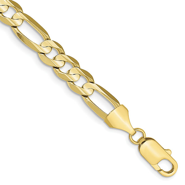 10K Solid Gold 8.75mm Figaro Link Bracelet
