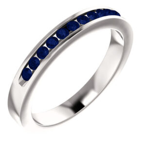11-Stone Blue Sapphire Band in 14K White Gold