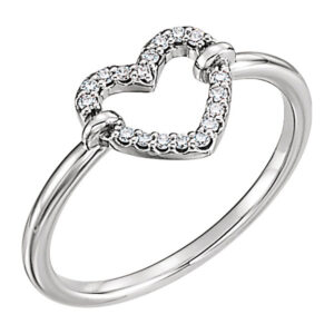 1/10 Carat Diamond 14K White Gold Heart Ring