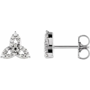 1/10 Carat Diamond Celtic Trinity Knot Earrings, 14K White Gold