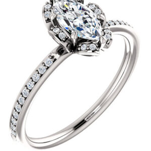 1/2 Carat Center Floral Marquise Diamond Engagement Ring
