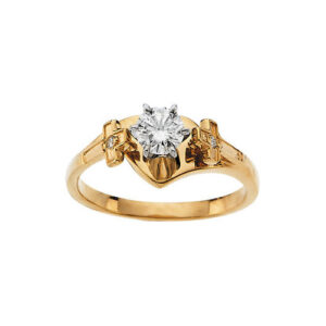 1/2 Carat Diamond Christian Cross Engagement Ring, 14K Yellow Gold