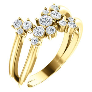 1/2 Carat Diamond Cluster Ring with Shared Prong, 14K Gold