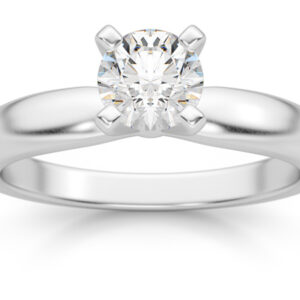 1/2 Carat Diamond Solitaire Ring, 14K White Gold