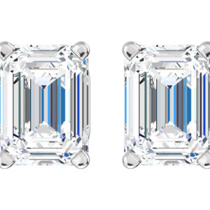 1/2 Carat Emerald-Cut Diamond Stud Earrings in White Gold