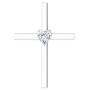 1/2 Carat Heart-Shaped Diamond Cross Necklace in 14K White Gold