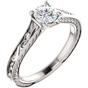 1/2 Carat Paisley Scroll Diamond Engagement Ring