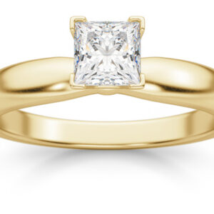 1/2 Carat Princess Cut Diamond Solitaire Ring, 14K Gold