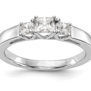 1/2 Carat Three-Stone Princess-Cut Diamond Engagement Ring, 14K White Gold