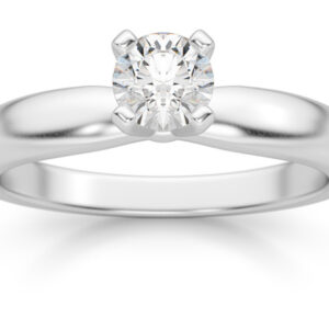 1/3 Carat Diamond Solitaire Ring, 14K White Gold
