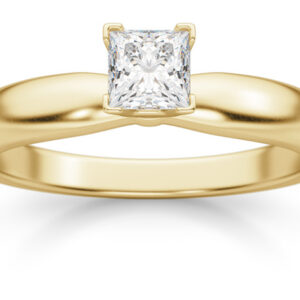 1/3 Carat Princess Cut Diamond Solitaire Ring, 14K Gold