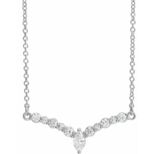 1/3 carat diamond marquise v necklace