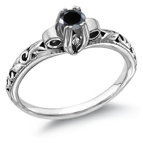 1/4 Carat Art Deco Black Diamond Ring