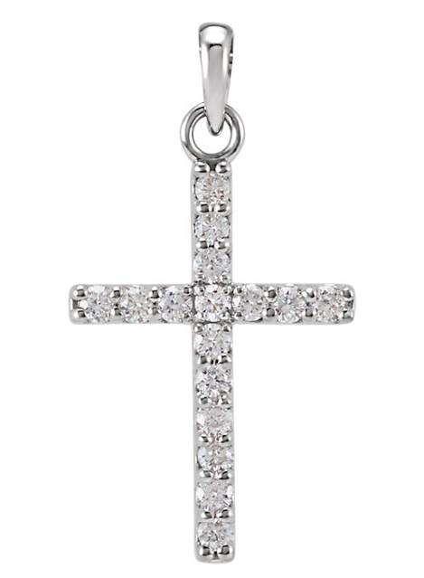 1/4 Carat Diamond Cross Pendant, 14K White Gold
