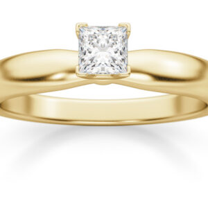 1/4 Carat Princess Cut Diamond Solitaire Ring, 14K Gold