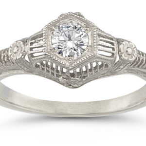 1/4 Carat Vintage Floral Diamond Ring