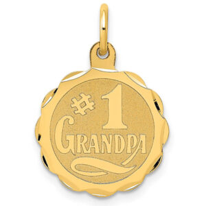 14K Gold #1 Grandpa Disc Pendant