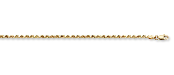 14K Gold 2mm Diamond-Cut Rope Chain Necklace