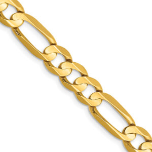 14K Gold 6.75mm Concave Figaro Link Chain Necklace, 24" Inches