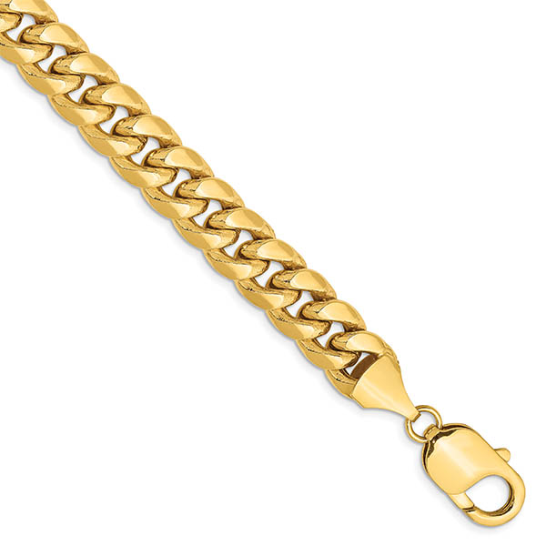 14K Gold 9.3mm Semi-Solid Miami Cuban Link Bracelet