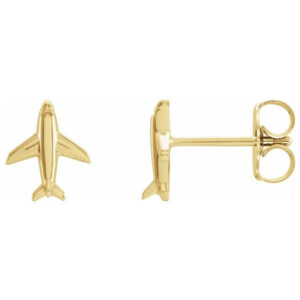 14K Gold Airplane Stud Earrings