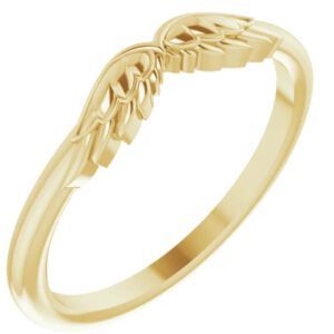 14K Gold Angel Wings Stackable Ring