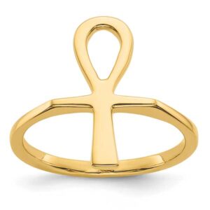 14K Gold Ankh Cross Ring