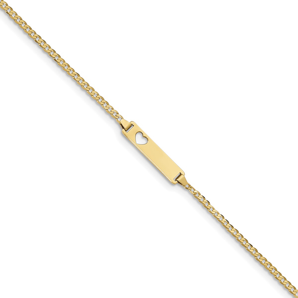 14K Gold Baby ID Bracelet with Cut-Out Heart