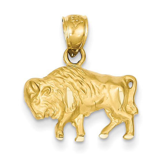 14K Gold Buffalo Pendant