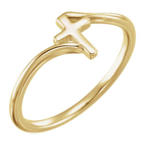 14K Gold Cross Bypass Ring