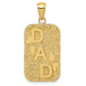 14K Gold Dad Nugget Dog Tag Necklace Pendant