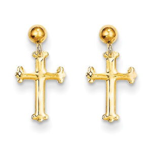 14K Gold Dangle Cross Post Earrings