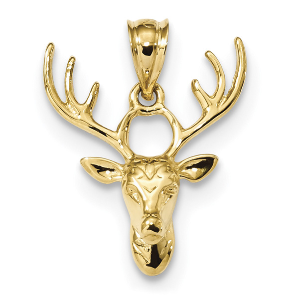 14K Gold Deer Head Pendant