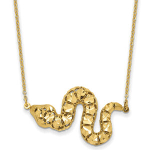 14K Gold Diamond-Cut Snake Necklace