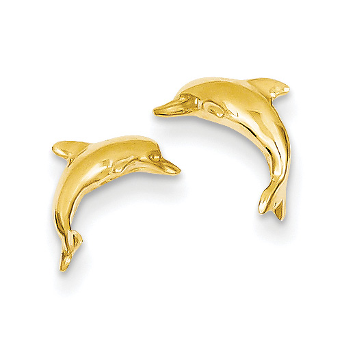 14K Gold Dolphin Stud Earrings