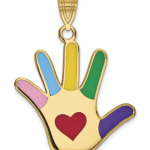 14K Gold Enameled Autism Awareness Pendant with Heart