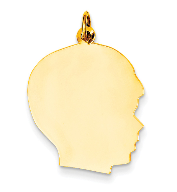 14K Gold Engravable Boy Girl Head Pendant